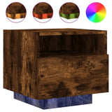 ZNTS Bedside Cabinets with LED Lights 2 pcs Smoked Oak 40x39x37 cm 836807