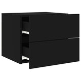 ZNTS Wall-mounted Bedside Cabinets with LED Lights 2 pcs Black 836815