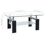 ZNTS Coffee Table Black and Transparent 95x55x40 cm Tempered Glass 330303