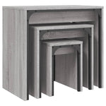 ZNTS Nesting Coffee Tables 3 pcs Grey Sonoma Engineered Wood 837825