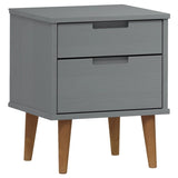 ZNTS Bedside Cabinet MOLDE Grey 40x35x48 cm Solid Wood Pine 350497