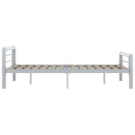 ZNTS Bed Frame without Mattress Grey and White Metal 140x200 cm 284559