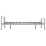 ZNTS Bed Frame without Mattress Grey and White Metal 140x200 cm 284559