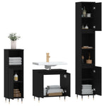 ZNTS 3 Piece Bathroom Furniture Set Black Engineered Wood 3190268