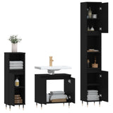 ZNTS 3 Piece Bathroom Furniture Set Black Engineered Wood 3190268