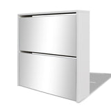 ZNTS Shoe Cabinet 2-Layer Mirror White 63x17x67 cm 243046