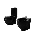ZNTS Stand Toilet & Bidet Set Black Ceramic 270060