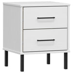 ZNTS Bedside Cabinet with Metal Legs White Solid Wood Pine OSLO 350975