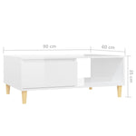 ZNTS Coffee Table High Gloss White 90x60x35 cm Engineered Wood 806001