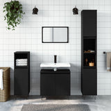 ZNTS 3 Piece Bathroom Furniture Set Black Engineered Wood 3190276