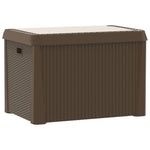 ZNTS Garden Storage Box with Seat Cushion Brown 125 L PP 364212