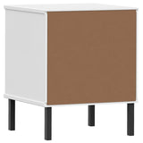 ZNTS Bedside Cabinet with Metal Legs White Solid Wood Pine OSLO 350975