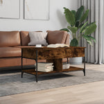 ZNTS Coffee Table Smoked Oak 100x50x50 cm Engineered Wood and Metal 845368