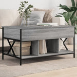 ZNTS Coffee Table Grey Sonoma 100x55x50 cm Engineered Wood and Metal 845339