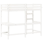 ZNTS Loft Bed without Mattress White 75x190 cm Small Single Solid Wood Pine 842863