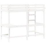 ZNTS Loft Bed without Mattress White 75x190 cm Small Single Solid Wood Pine 842863