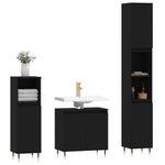 ZNTS 3 Piece Bathroom Furniture Set Black Engineered Wood 3190268