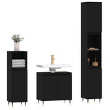ZNTS 3 Piece Bathroom Furniture Set Black Engineered Wood 3190268