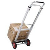 ZNTS Iron 150kg Portable Folding Collapsible Aluminum Cart Dolly Push Truck Trolley Silver 41379387