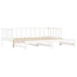 ZNTS Day Bed with Trundle without Mattress White 90x200 cm Solid Wood 836157