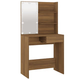 ZNTS Dressing Table with LED Brown Oak 74.5x40x141 cm 820483