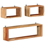 ZNTS 3 Piece Wall Cube Shelf Set Soild Acacia Wood 328262