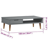 ZNTS Coffee Table MOLDE Grey 100x55x31 cm Solid Wood Pine 350530