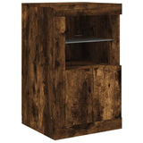 ZNTS Side Cabinet with LED Lights Smoked Oak Engineered Wood 836638