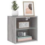 ZNTS Bedside Cabinets with LED Lights Wall-mounted 2 pcs Grey Sonoma 837075