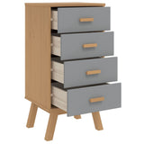 ZNTS Bedside Cabinet OLDEN Grey and Brown Solid Wood Pine 358586