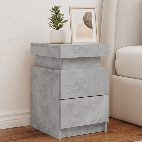 ZNTS Bedside Cabinets with LED Lights 2 pcs Concrete Grey 35x39x55 cm 836756