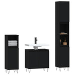 ZNTS 3 Piece Bathroom Furniture Set Black Engineered Wood 3190276