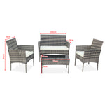 ZNTS Outdoor Living Room Balcony Rattan Furniture Four-Piece-Gray 36658779