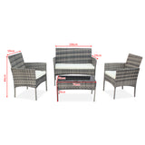 ZNTS Outdoor Living Room Balcony Rattan Furniture Four-Piece-Gray 36658779