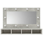 ZNTS Mirror Cabinet with LED Concrete Grey 90x31.5x62 cm 808895