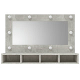 ZNTS Mirror Cabinet with LED Concrete Grey 90x31.5x62 cm 808895