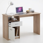 ZNTS FMD Desk with 1 Drawer 123x50x76.5 cm Oak and White 428739