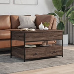 ZNTS Coffee Table Brown Oak 85x50x50 cm Engineered Wood and Metal 845390