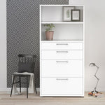 Prima Bookcase 1 Shelf With 2 Drawers + 2 File Drawers In White 720804202649