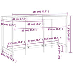 ZNTS Bar Table White 180x80x110 cm Solid Wood Pine 822163