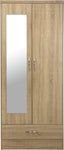 ZNTS Nevada Mirrored 2 Door 1 Drawer Wardrobe 100-101-106