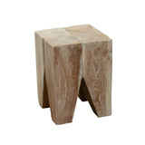 ZNTS Square Stool / Side Table Natural Grey Teak root LAW08A