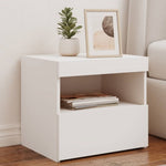 ZNTS Bedside Cabinet with LED Lights White 50x40x45 cm 836763