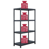 ZNTS Storage Shelf Racks 2 pcs Black 200 kg 80x40x138 cm Plastic 276259