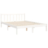 ZNTS Bed Frame without Mattress White 140x200 cm Solid Wood Pine 3192492