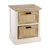 White Wooden Cabinet 2 Drawer 38 x 28 x 48cm N0209