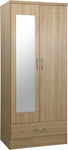 ZNTS Nevada Mirrored 2 Door 1 Drawer Wardrobe 100-101-106