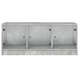 ZNTS Coffee Table with Glass Doors Concrete Grey 102x50x42 cm 836416