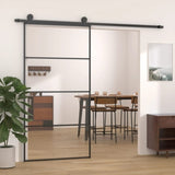 ZNTS Sliding Door Aluminium and ESG Glass 102.5x205 cm Black 149481