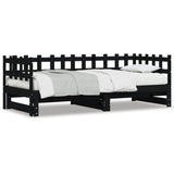 ZNTS Pull-out Day Bed without Mattress Black 2x cm Solid Wood 840393